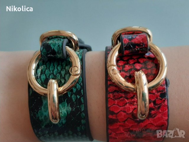 Ефектни гривни от естествена кожа със змийски ефект. НОВИ! 