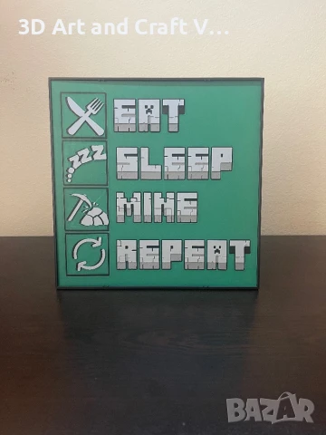 Релефна картина Eat, Sleep, Mine, Repeat