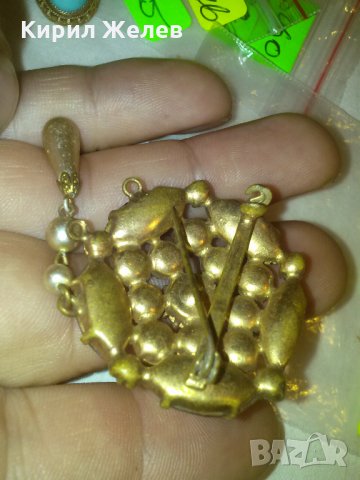 СТАРА БРОНЗ БРОШКА с БОХЕМСКИ КРИСТАЛ и ГРАНАТ 4950, снимка 4 - Антикварни и старинни предмети - 29572499