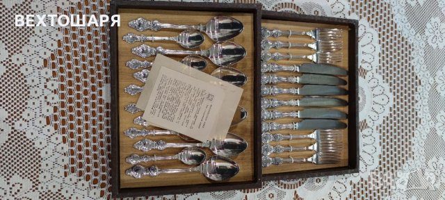 Старинни Дълбоко Посребрени Руски Прибори за Хранене , снимка 12 - Антикварни и старинни предмети - 38587968