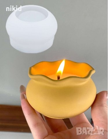 3D Купичка с къдрички купа саксия кашпа бурканче буркан ваза силиконов молд форма гипс смола декор , снимка 3 - Форми - 44188802