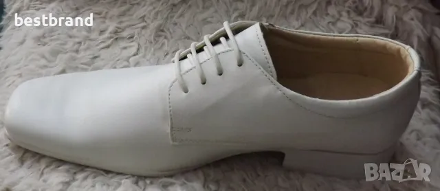 Мъжки елегантни обувки от естествена кожа, в бял цвят, код 208/79, снимка 2 - Официални обувки - 47633332