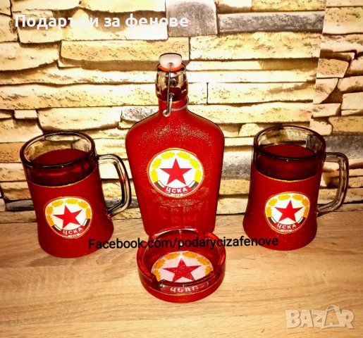 Подарък за фен на ЦСКА- ръчно изработена бутилка с логото, снимка 6 - Фен артикули - 38417111