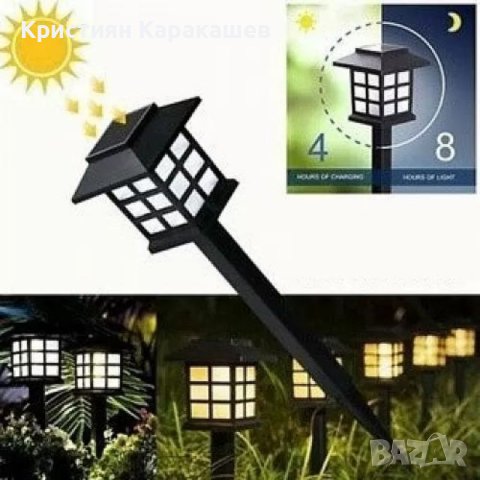 Соларна лампа къщичка с жълта светлина, снимка 3 - Външни лампи - 42078644