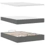 vidaXL Османска легло с матрак и LED, тъмносиво, 140x200 см, плат, снимка 9