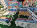 Градински палети с маси,възглавници и бар столове, снимка 4