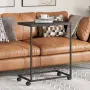 vidaXL Помощна маса с колелца черна 55x35x70 см инженерно дърво, снимка 2