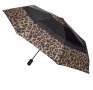 Автоматичен двуцветен черен леопардов чадър за дъжд 31 см, снимка 3
