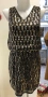 Елегантна Къса Рокля С Пайети Без Ръкави В Златно И Черно Код Roni31, снимка 3