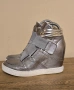 Eva Minge оригинални дамски сребристи кецове на платформа от естествена кожа , снимка 6