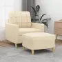 vidaXL Кресло с табуретка, кремаво, 60 см, текстил, снимка 2