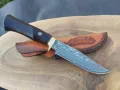 Ловен нож дамаска стомана с кожена кания,LN413, снимка 1