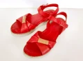 Червени кожени сандали - номер 38, снимка 1