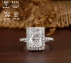 Сребро S925 Сребърен пръстен с камък Мойсанит 2ct ( 2 карата ) Диамант с Сертификат, снимка 2