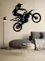 1 вид Мотор мотоциклет моторист скутер черен стикер за стена самозалепващ лепенка, снимка 2