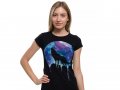 Нова дамска тениска с дигитален печат Вълк - Луна, Серия вълци, снимка 10