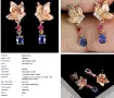 925 Сребърни обеци с покритие от розово злато и кианит, снимка 4
