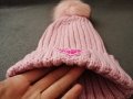 Дамска зимна плетена шапка с помпон и бродерия сърце с надпис "in the mood" в розов цвят , снимка 12
