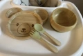 Детски бамбуков комплект за хранене с вакуумно дъно 4 части, снимка 8