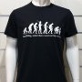 Нова мъжка тениска с трансферен печат Човешка еволюция в черен цвят, снимка 3