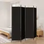 vidaXL Параван за стая, 4 панела, черен, 200x200 cм, плат, снимка 2