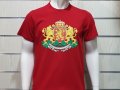 Нова мъжка червена тениска с релефен трансферен печат Герб на България, снимка 12
