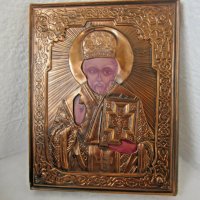 Св.Никола икона, мед, снимка 1 - Икони - 29476524