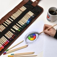 Комплект 48бр. цветни моливи в компактен несесер с немско качество, снимка 1 - Картини - 37521514