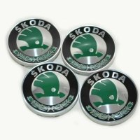 капачки за джанти Шкода Skoda 58mm комплект зелено черно хром, снимка 1 - Аксесоари и консумативи - 40269088