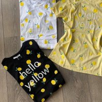 Тениска със лимони и надпис Hello Yellow във жълт цвят, снимка 3 - Тениски - 29288950