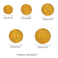25 бр фалшиви изкуствени златни монети чипове пирати пластмасови пиратско парти хазарт ролетка, снимка 4 - Други - 37305560