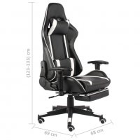 Въртящ геймърски стол с подложка за крака, бял, PVC, снимка 9 - Столове - 38209291