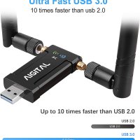 AIGITAL WiFi Безжичен мрежов адаптер 1200Mbps, USB 3.0 WiFi Dongle Dual Band АС 5GHz +2.4GHz, снимка 8 - Мрежови адаптери - 37609208