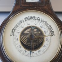 Рядък антикварен немски барометър с термометър , снимка 2 - Антикварни и старинни предмети - 38422440