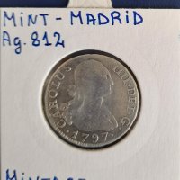 Монета Испания - 2 Реала 1797 г. Крал Карлос IIII - Сребро, снимка 2 - Нумизматика и бонистика - 31649985