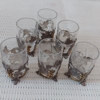Руски сребърни чаши с кана-сребро 84 и кристал, снимка 12 - Антикварни и старинни предмети - 35623818