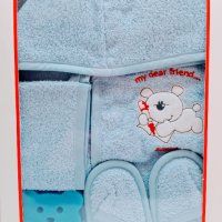 Турски бебешки комплект за баня 4 части 100% памук, снимка 1 - За банята - 40373567