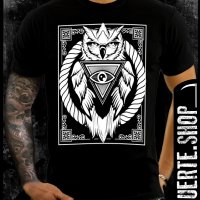 Черна тениска с щампа ILLUMINATI OWL, снимка 1 - Тениски - 42671111