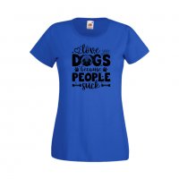 Дамска тениска Свети Валентин Love Dogs Because People Suck, снимка 1 - Тениски - 35648105