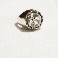 мъжки сребърен пръстен, солиден мъжки пръстен с голям камък - цирконий - стар внос от Щатите ., снимка 4 - Пръстени - 31568998