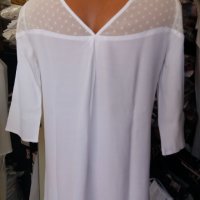 Бяла блуза/риза с дантела и 7/8 дължина на ръкава , снимка 5 - Ризи - 37945390