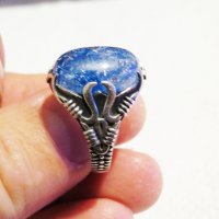мъжки сребърен пръстен, стар голям сребърен османски пръстен с голям син камък, турски пръстен, снимка 3 - Пръстени - 35483081