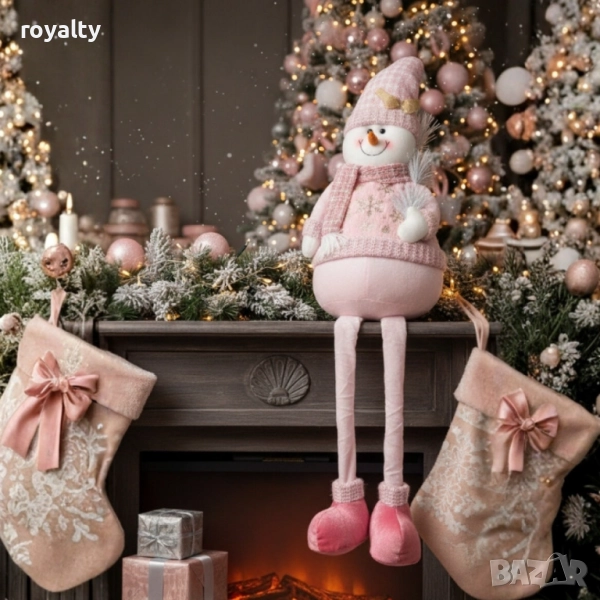 Декоративен коледен снежен човек с дълги крака – 80 см, снимка 1