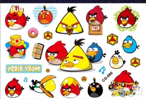 Angry Birds енгри бърдс Tattoo татос татуировка временна детска, снимка 1
