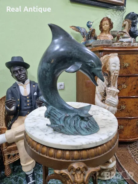 Топ - Страхотна антикварна френска бронзова фигура статуетка- шадраван чешма , снимка 1