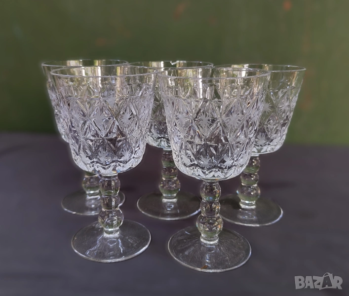 Ретро Кристални Чаши за Вино сет 5 броя , снимка 1