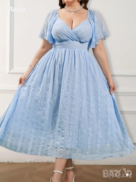 Светлосиня макси рокля, снимка 1