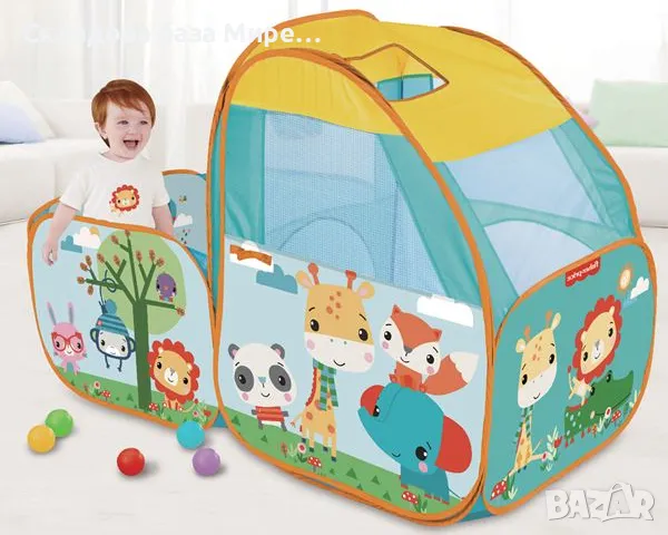 Палатка с детски кът и 25 топки по 5 сантиметра Fisher Price, снимка 1