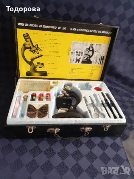 Микроскоп с комплект принадлежности в куфар., снимка 1