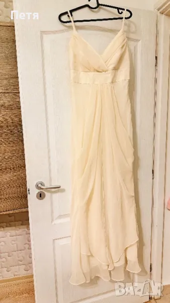 Дамска официална дълга рокля цвят шампанско, снимка 1